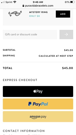 Screenshot of Online Purchase