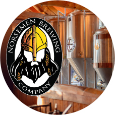 Norsemen Brewing logo with containers for brewing