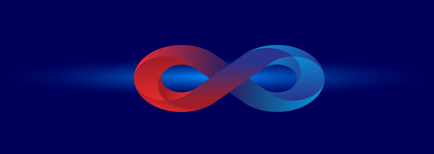 Red and blue gradient infinity sign