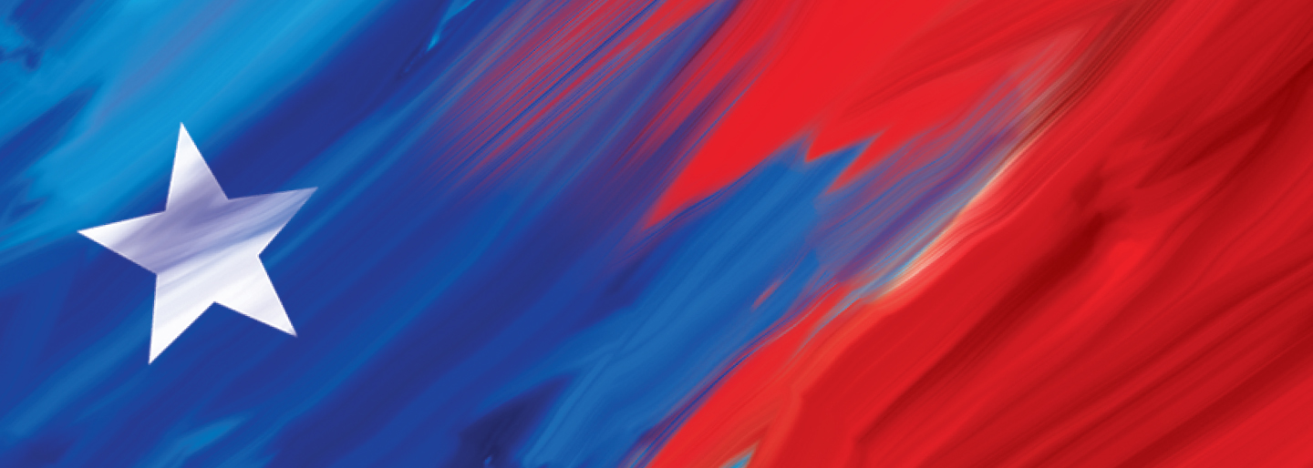 White star with blue and red brush strokes