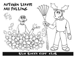 Blue Bucks fall leaves coloring sheet image