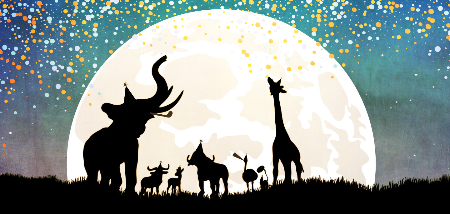 Zoo Animals in front of the moon