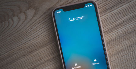 Scam call coming through on phone.