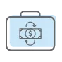 Dollar graphic inside of a briefcase
