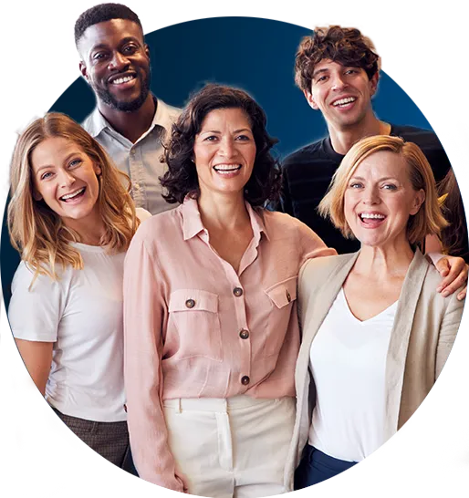 Group of people smiling.