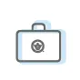 Line drawing of a briefcase with a CapFed shield logo on the bag.