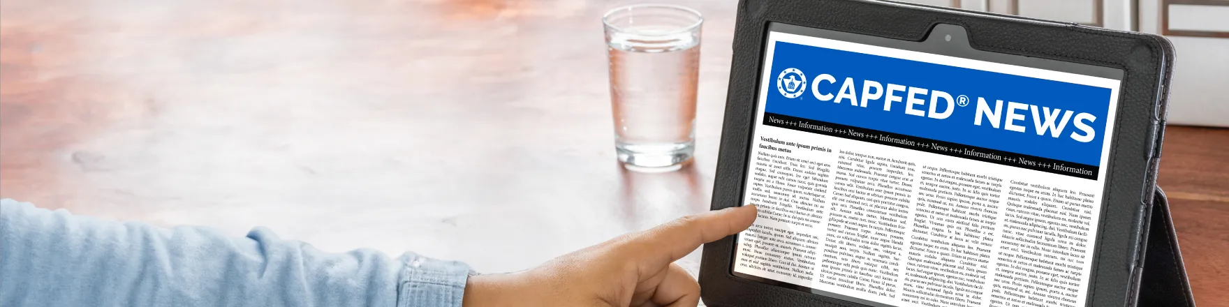 Press release on tablet.