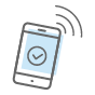 Mobile phone with check mark icon.