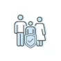 Shield protecting family.