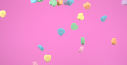 Raining candy hearts.